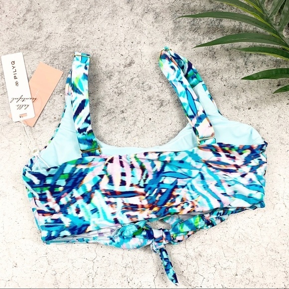 PQ Palmas Blue Tropical Knot Bikini Top Size Small S - Picture 5 of 10